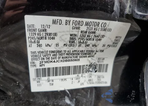 2013 Ford Edge Sel z USA, uszkodzony, nr VIN 2FMDK4JCXDBB50905